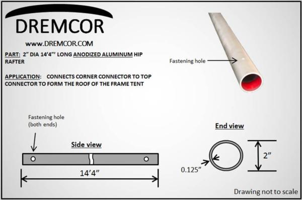 14'4" frame tent aluminum hip rafter